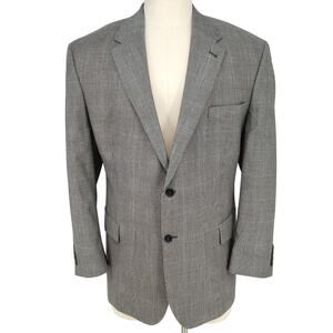 Jos A Bank Signature Sport Coat Mens 48R Gray Plaid Wool Jacket Lined Career
